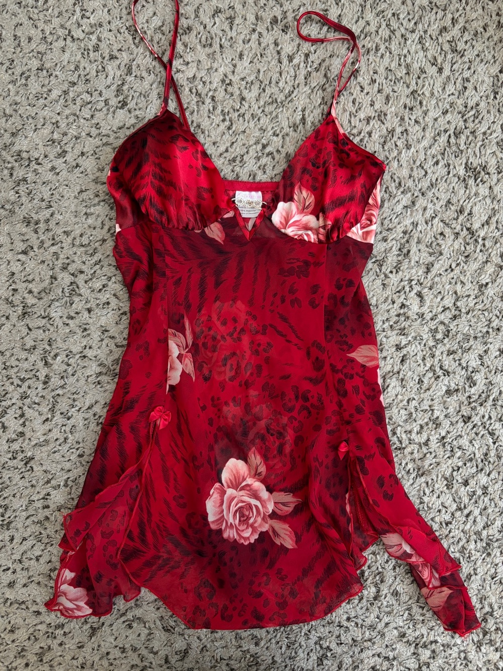 Vintage Enchanted Red Floral Lingerie